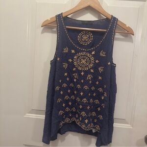 THML Navy and Gold Embroidered Tank Top